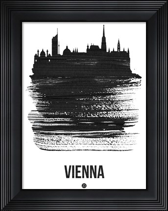 Framed Vienna Skyline Brush Stroke Black Print