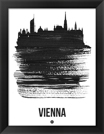 Framed Vienna Skyline Brush Stroke Black Print