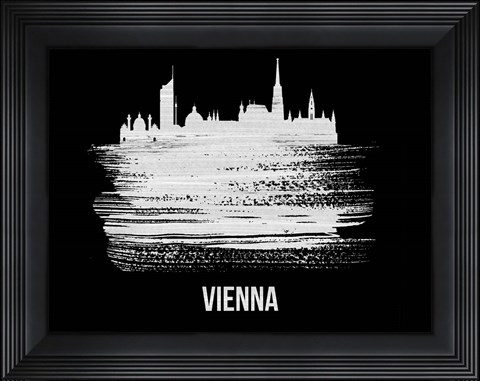 Framed Vienna Skyline Brush Stroke White Print