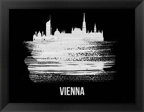 Framed Vienna Skyline Brush Stroke White Print