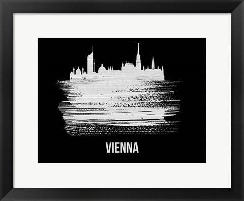 Framed Vienna Skyline Brush Stroke White Print