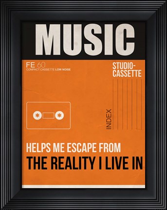 Framed Music Is Escape Print