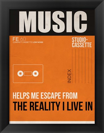 Framed Music Is Escape Print