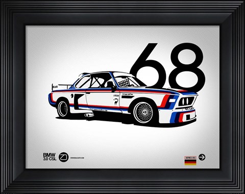 Framed 1968 BMW 3.0 CSL Print