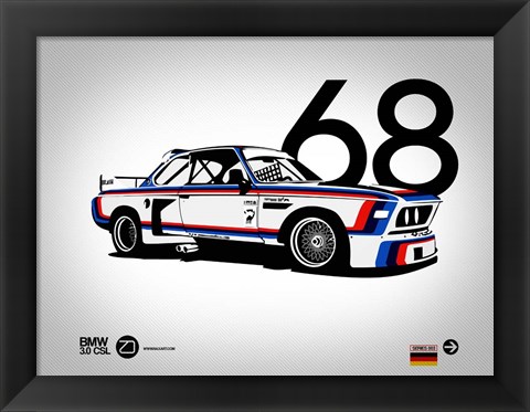 Framed 1968 BMW 3.0 CSL Print