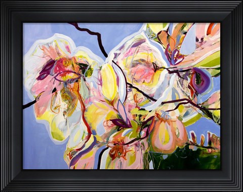 Framed Cool Spring Blues with Magnolia Print