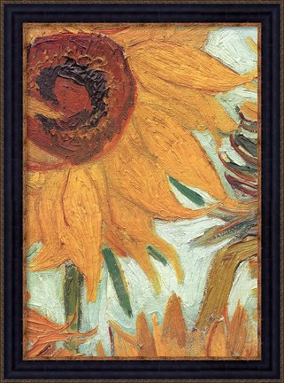 Framed Vase with Twelve Sunflowers, .c1888 (detail) Print