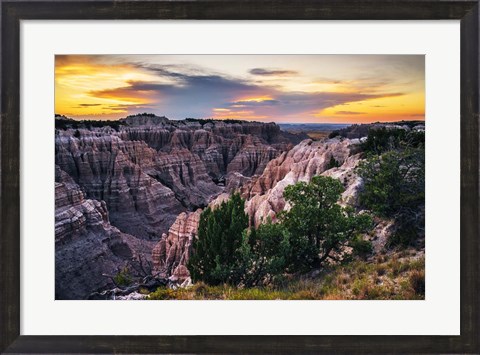 Framed Sunset Over Badland Valley Print