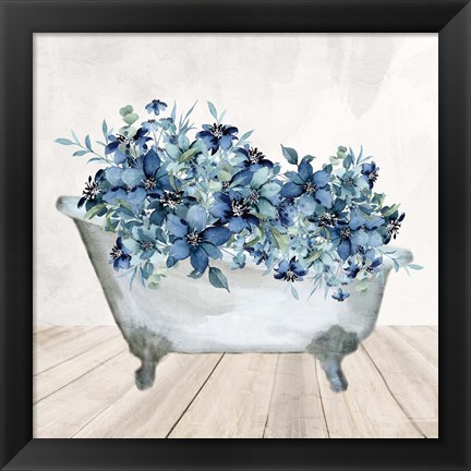 Framed Blue Bath 1 Print