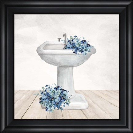 Framed Blue Bath 3 Print
