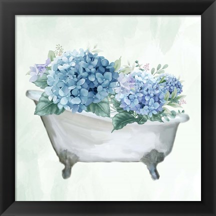 Framed Hydrangea Bath 1 Print