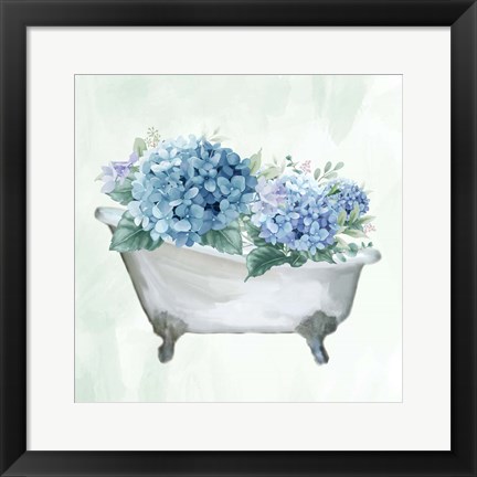 Framed Hydrangea Bath 1 Print