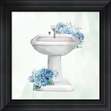 Framed Hydrangea Bath 3 Print