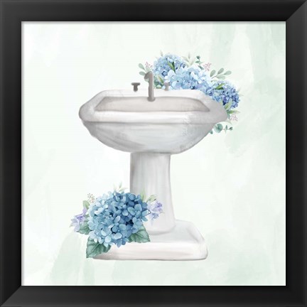 Framed Hydrangea Bath 3 Print