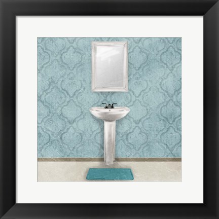 Framed Teal Bath Vibes 3 Print