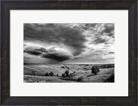 Framed Thunder in the Badlands Monochrome Print