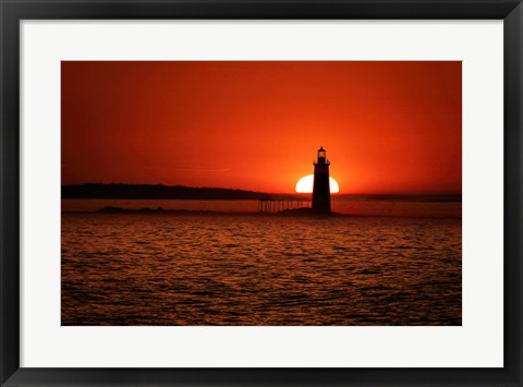 Framed Sunrise at Ram Island Ledge Print