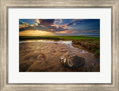 Framed Sunset on Paines Creek Beach Print