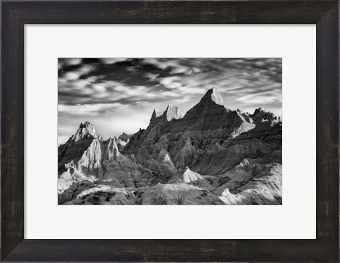 Framed Morning in the Badlands B&amp;W Print