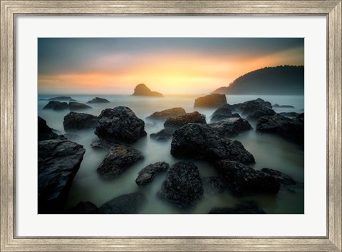 Framed Misty Sunset on Indian Beach Print