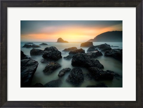 Framed Misty Sunset on Indian Beach Print