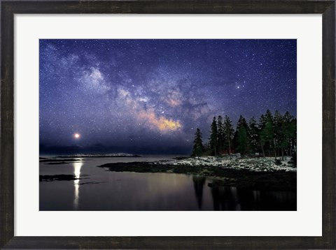 Framed Milky Way Over the Sheepscot River Print