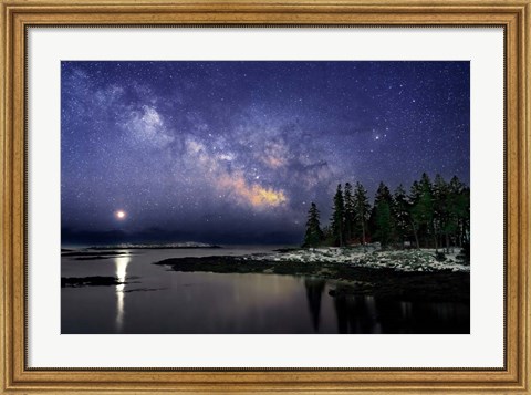 Framed Milky Way Over the Sheepscot River Print