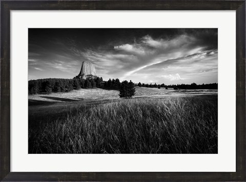 Framed Devils Tower Black &amp; White Print