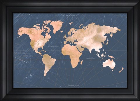 Framed Mindfully Marbled Map Print