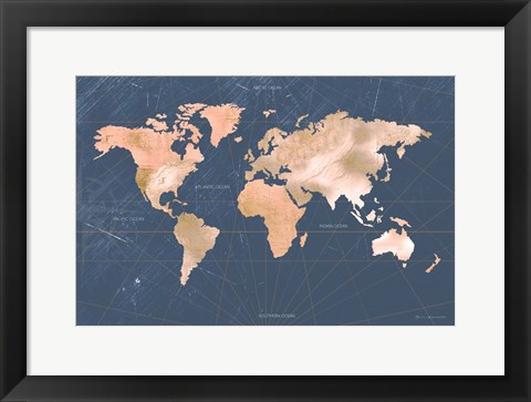 Framed Mindfully Marbled Map Print