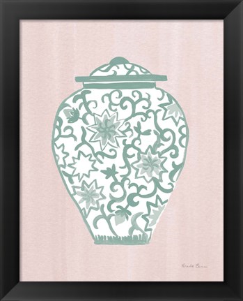 Framed Chinoiserie III Green Watercolor Light Print