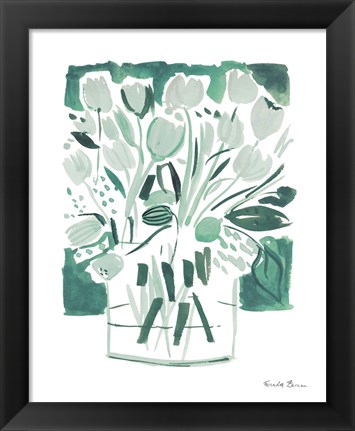 Framed Light Green Tulips I Print