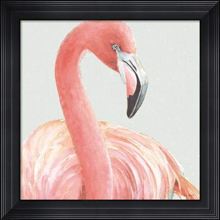 Framed Gracefully Pink II with Green Print