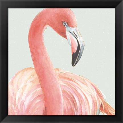 Framed Gracefully Pink II with Green Print