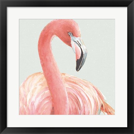 Framed Gracefully Pink II with Green Print