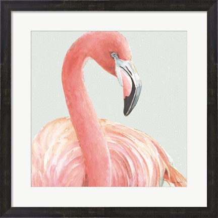 Framed Gracefully Pink II with Green Print