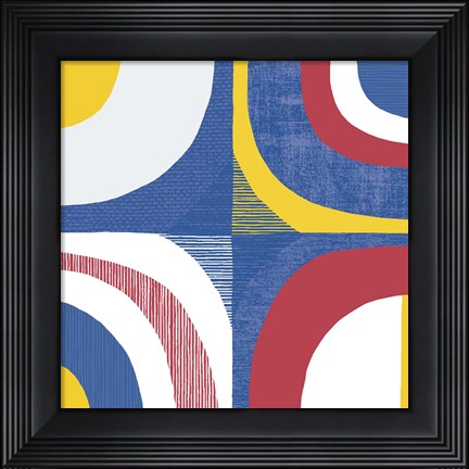 Framed Quarter Circle Abstract Sq IV Bright Primary Print