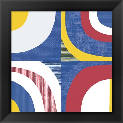 Framed Quarter Circle Abstract Sq IV Bright Primary Print