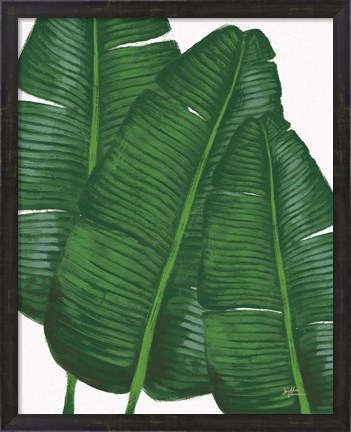Framed Emerald Banana Leaves II Print