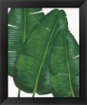 Framed Emerald Banana Leaves II Print