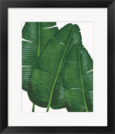 Framed Emerald Banana Leaves II Print