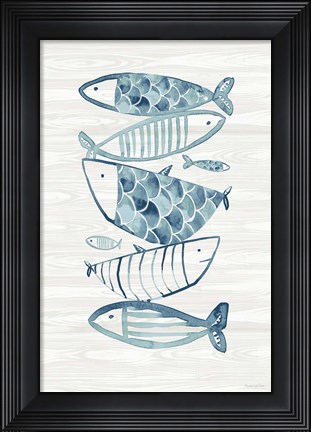 Framed Driftwood Blue Fish II Print