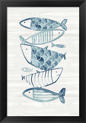 Framed Driftwood Blue Fish II Print