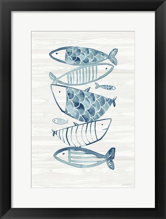 Framed Driftwood Blue Fish II Print