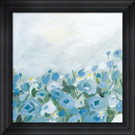 Framed Blooming Landscape Blue Print