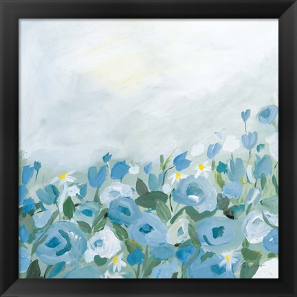 Framed Blooming Landscape Blue Print