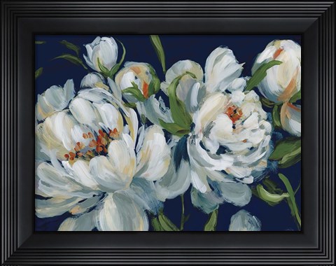 Framed Peony Season I Navy Print