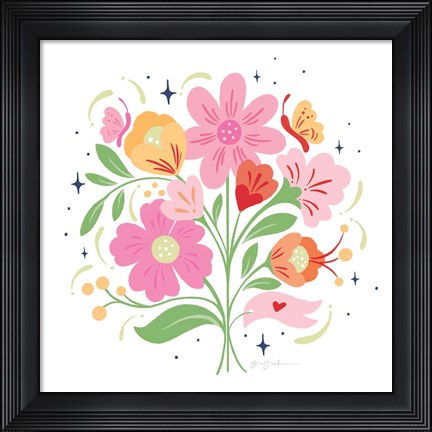 Framed Bold Bright Bouquet I Print