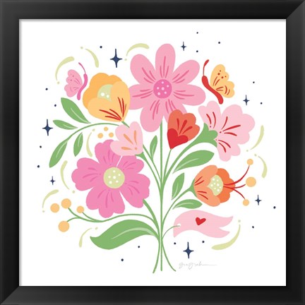 Framed Bold Bright Bouquet I Print