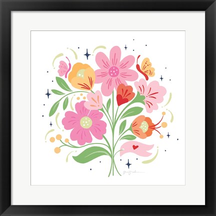 Framed Bold Bright Bouquet I Print